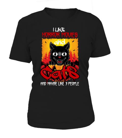 Funny Quote Cat Horror Movies Cute Halloween Women's T-Shirt