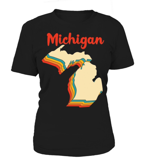 Michigan Map Outline Vintage Retro Mi Lake Home Women's T-Shirt