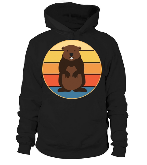 Cute Groundhog Retro Sunset Vintage Animal Lover Hoodie Unisex