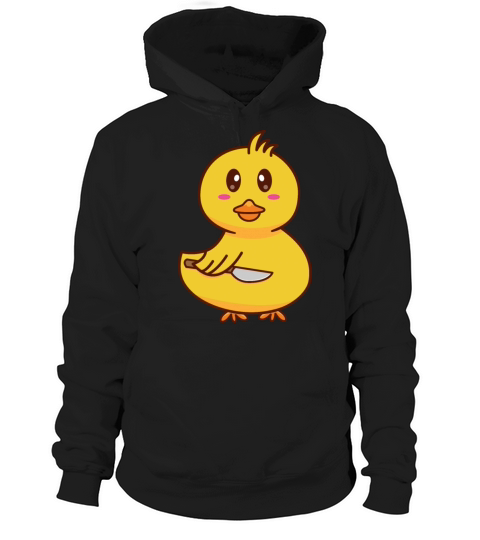 Fight Me Im a Duck Cute Duck with Knife Hoodie Unisex