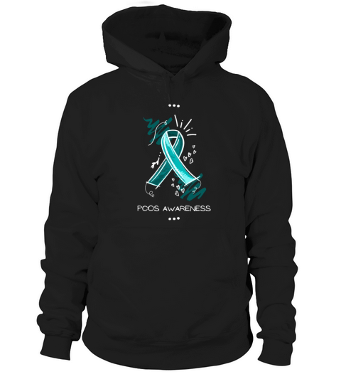 PCOS Awareness Teal Ribbon Hand Scribbles Hoodie Unisex