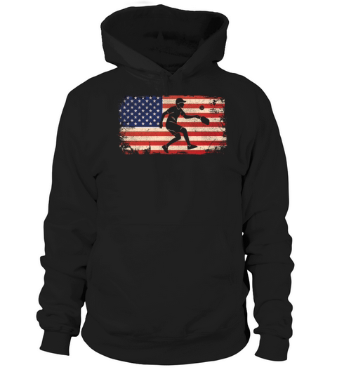 Pickleball American Flag Vintage Hoodie Unisex