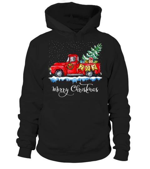 Vintage Merry Christmas Red Truck Old Fashioned Hoodie Unisex