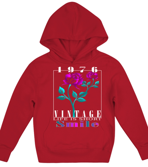 1976 Born Vintage Rose Gift Kids Hoodie
