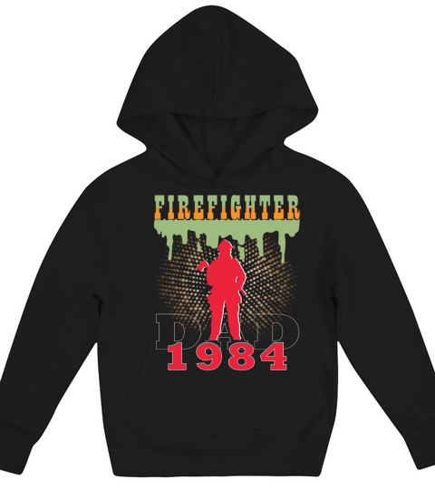 1984 vintage fireman birthday firefighter Kids Hoodie