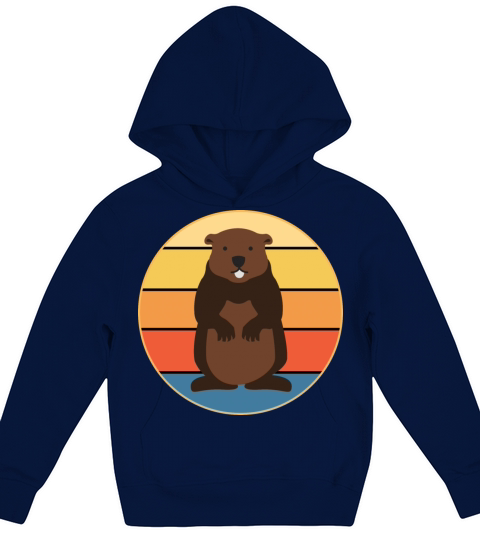 Cute Groundhog Retro Sunset Vintage Animal Lover Kids Hoodie