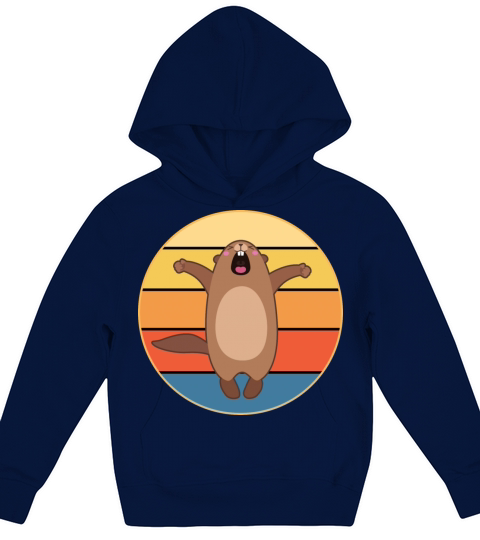 Cute Groundhog Retro Sunset Vintage Animal Lover Kids Hoodie