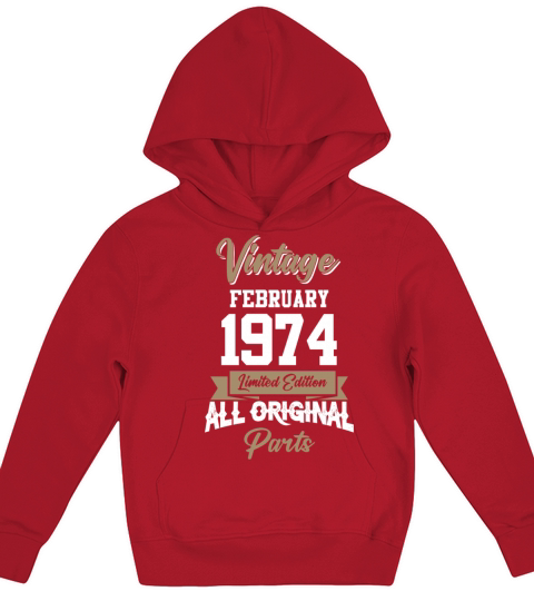 February 1974 Vintage Birthday Present Kids Hoodie