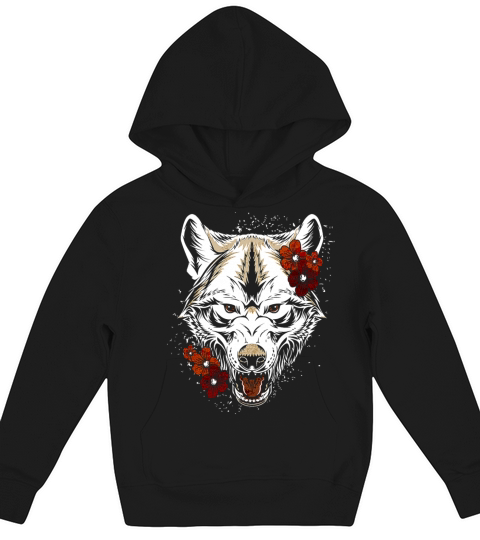 Wolf Flower Tatoo Vintage Kids Hoodie
