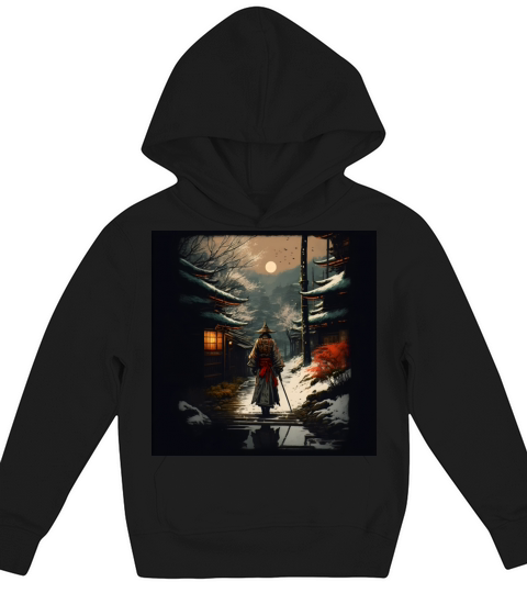 Woman warrior japan sword soldier village vintage Kids Hoodie