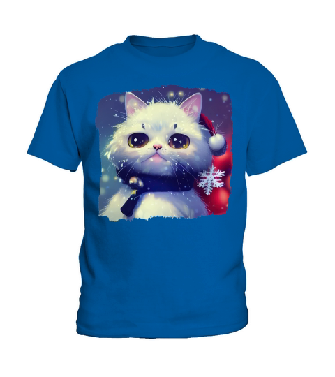 Christmas Cute Cat Kitten in Snow Kids T-Shirt
