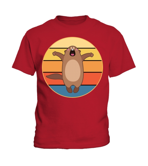 Cute Groundhog Retro Sunset Vintage Animal Lover Kids T-Shirt
