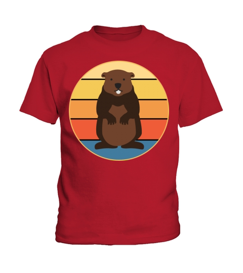Cute Groundhog Retro Sunset Vintage Animal Lover Kids T-Shirt