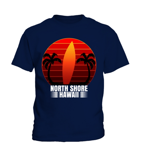 North Shore Hawaii Long Board Retro Surf Board Kids T-Shirt