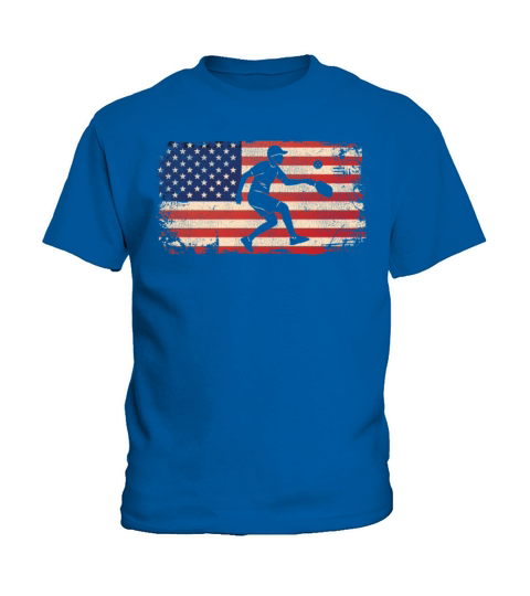 Pickleball American Flag Vintage Kids T-Shirt