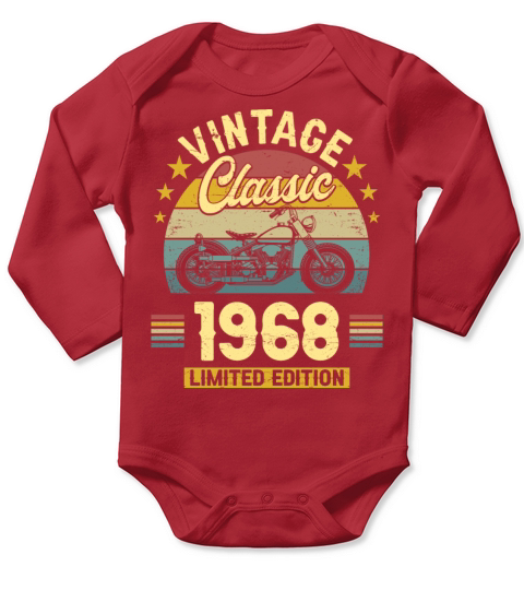 1968 55 Years Old Vintage 55th Birthday Long Sleeve Baby One-Piece