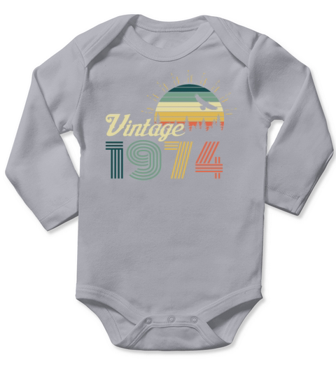 1974 Vintage born in Retro age Birthday gift idea Long Sleeve Baby One-Piece