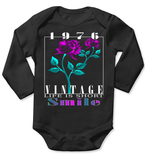 1976 Born Vintage Rose Gift Long Sleeve Baby One-Piece