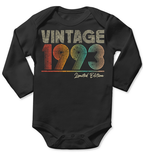 30 Years Old Vintage 1993 30th Birthday Gifts Long Sleeve Baby One-Piece