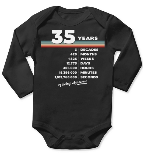 35th Birthday Vintage 35 Years Old Retro 420 Long Sleeve Baby One-Piece