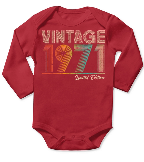 52 Years Old Vintage 1971 52nd Birthday Gifts Long Sleeve Baby One-Piece