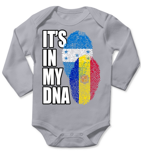 Andorran And Honduran Mix Heritage DNA Flag Long Sleeve Baby One-Piece