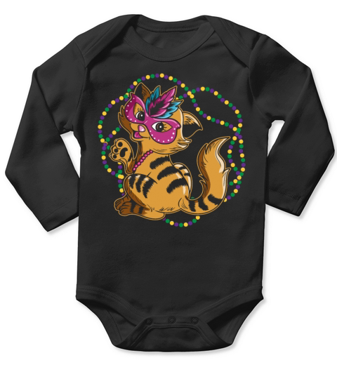 Cat Lover Mardi Gras Celebration Shenanigan Long Sleeve Baby One-Piece