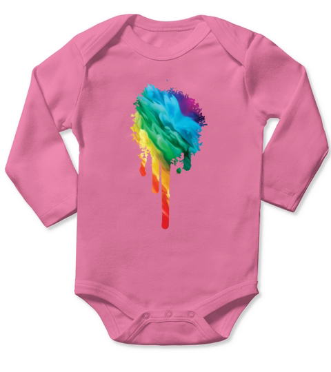 Colorful Rainbow Paint Splatter With Smoke And Fog Long Sleeve Baby One-Piece