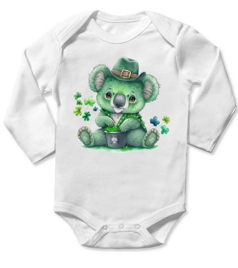 Cute Koala Saint Patricks Day Long Sleeve Baby One-Piece