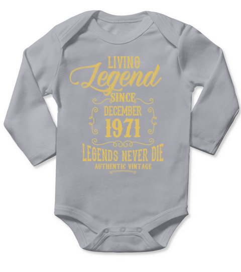 December 1971 Vintage Birthday Present Long Sleeve Baby One-Piece