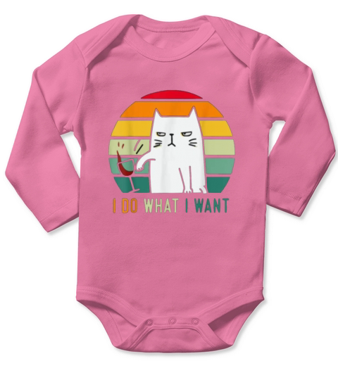 I Do What I Want Vintage Black Cat Long Sleeve Baby One-Piece