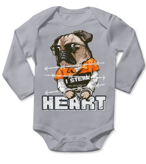 I Steal Hearts Valentines Day Cute Pug Boys Girls Long Sleeve Baby One-Piece