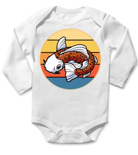 Japanese Koi Fish Vintage Retro Sunset Long Sleeve Baby One-Piece