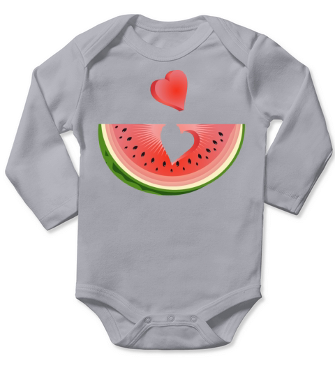 Piece of a watermelon with a heart Long Sleeve Baby One-Piece