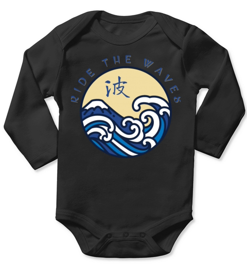 Ride the Waves Surfing Dark Blue Long Sleeve Baby One-Piece