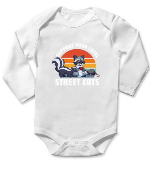 Support Your Local Street Cats Retro Vintage Long Sleeve Baby One-Piece