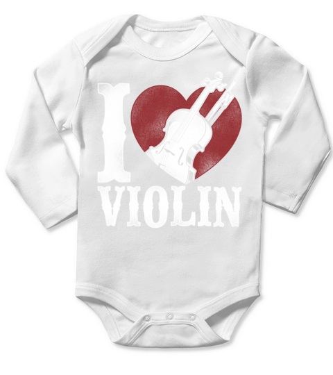 Violin Violinist Heart Vintage I Long Sleeve Baby One-Piece