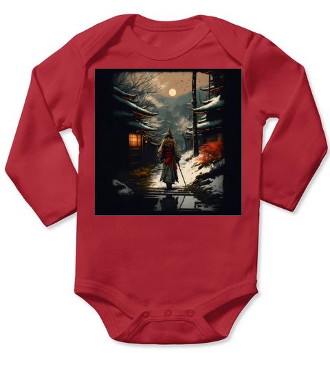 Woman warrior japan sword soldier village vintage Long Sleeve Baby One-Piece