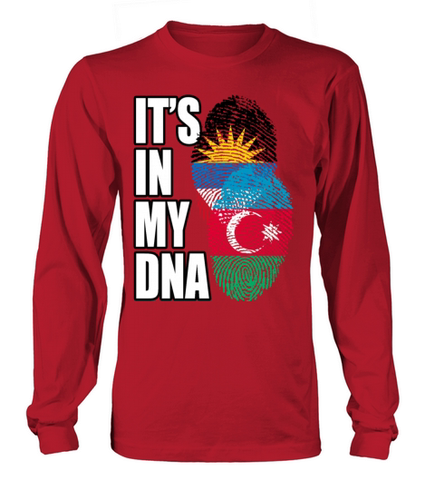 Azerbaijani And Antiguan Mix Heritage DNA Flag Long sleeved Unisex