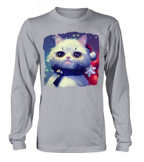 Christmas Cute Cat Kitten in Snow Long sleeved Unisex