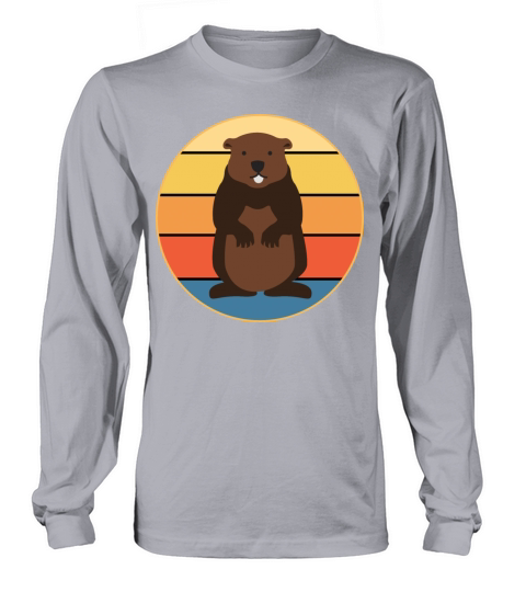 Cute Groundhog Retro Sunset Vintage Animal Lover Long sleeved Unisex