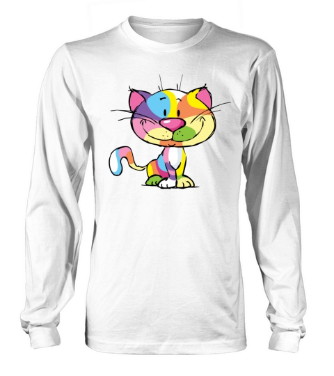 Cute Kitty Cartoon Colorful Pop Art Design Long sleeved Unisex