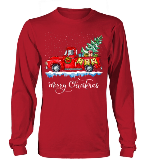 Vintage Merry Christmas Red Truck Old Fashioned Long sleeved Unisex