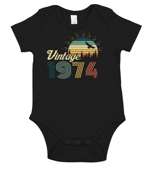 1974 Vintage born in Retro age Birthday gift idea Short Sleeve Baby One-Piece