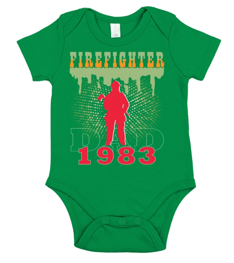 1983 vintage fireman birthday firefighter Short Sleeve Baby One-Piece