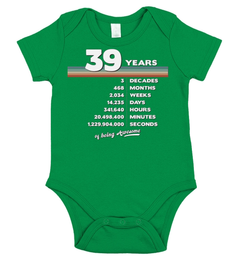39th Birthday Vintage 39 Years Old Retro 468 Short Sleeve Baby One-Piece