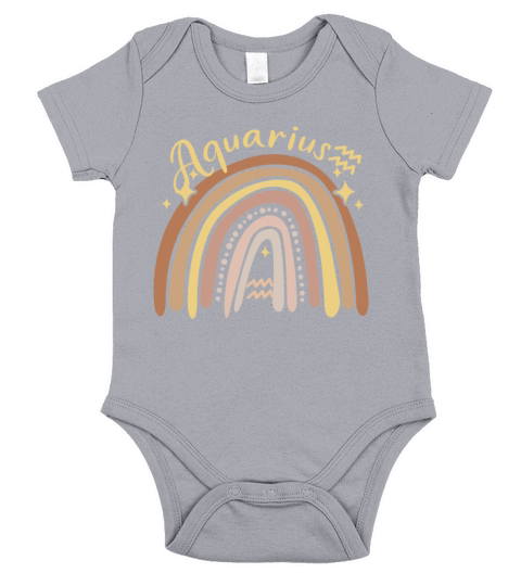 Aquarius Zodiac Bohemian Boho Rainbow 70s Vintage Short Sleeve Baby One-Piece