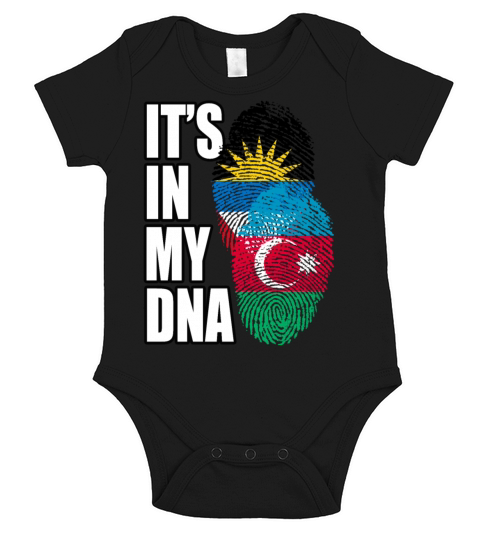 Azerbaijani And Antiguan Mix Heritage DNA Flag Short Sleeve Baby One-Piece
