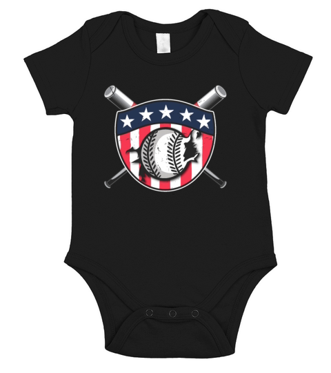 Baseball Player Badge American Flag Team Short Sleeve Baby One-Piece