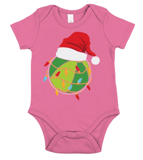 Beach Ball Christmas Lights Santa Short Sleeve Baby One-Piece